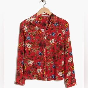 Alice + Olivia (nwt $395) Eloise Floral Button-Up Silk Blouse Sz S
